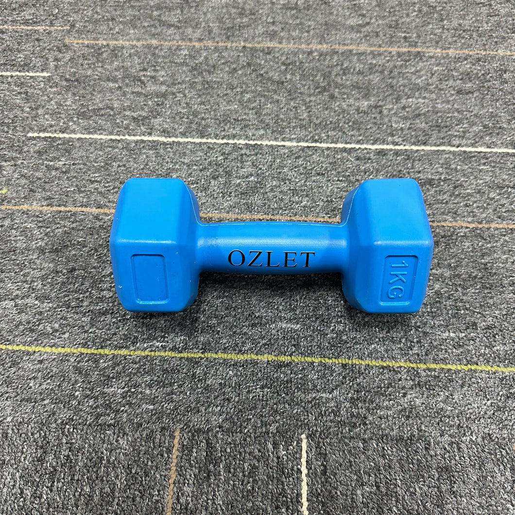 OZLET Body-building apparatus,1 Neoprene dumbbell, slip resistant, roll resistant, hexagonal shape compatible, Blue