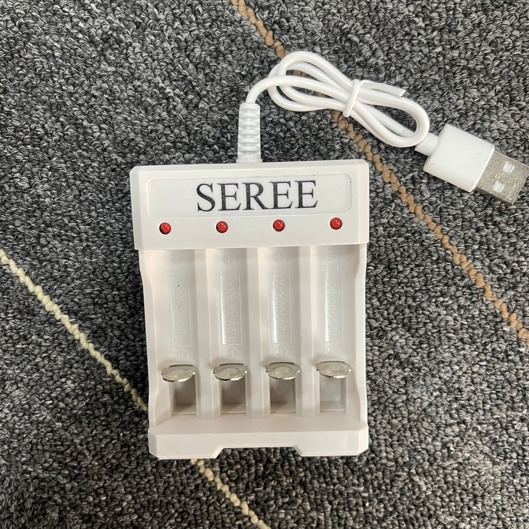 SEREE Chargers for batteries,High-Speed Charging, Independent Slot, 4 Bay Household Battery Charger for Rechargeable Batteries with Detection Function