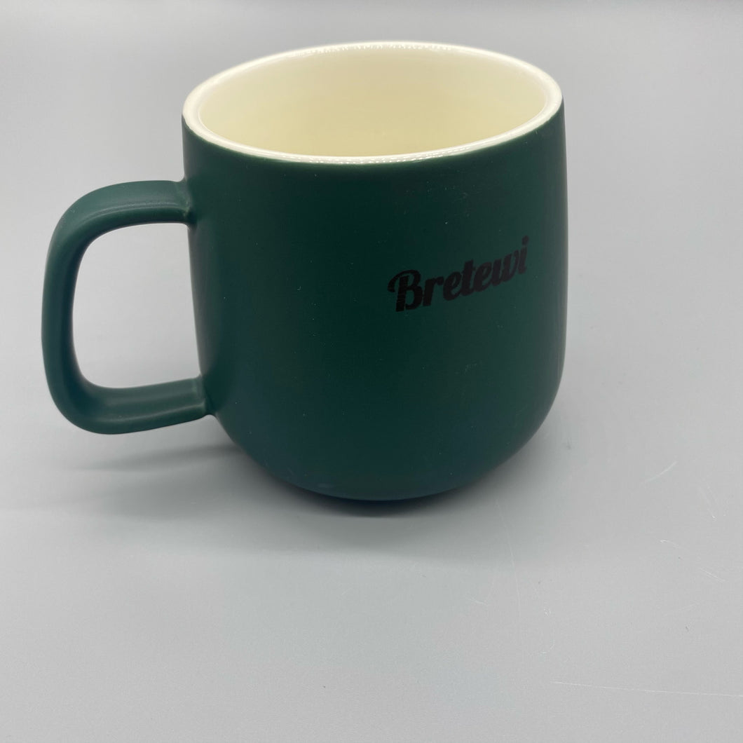 Bretewi Coffee cups,Ceramic coffee cup, office and family tea cup, 14 ounce coffee cup, birthday gift, Christmas gift, warm gift new home, 1 bag (green)