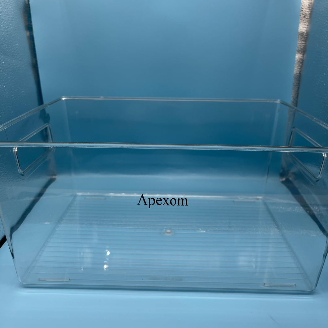 Apexom Containers for household or kitchen use,Clear Plastic Storage Organizer Container Bins with Cutout Handles, Transparent Set of 4, BPA Free, Cabinet Storage Bins for Kitchen Food Pantry Refrigerator Bathroom, 11” x 8” x 6”