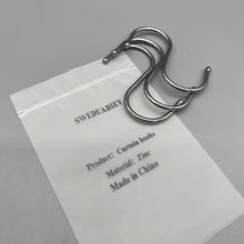 Load image into Gallery viewer, SWEDUABIEY Curtain hooks,Zinc Shower Curtain Hooks，Set of 3 Rings，Rust Resistant S Shaped Hooks Hangers for Shower Curtains, Kitchen Utensils, Clothing, Towels, etc.
