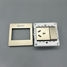 Load image into Gallery viewer, KKFAUS Electrical switches,One piece combined wall lamp switch and decorative socket, single pole rocker switch, 15a/120v, decorative socket, 15a/125v, combined, gold.
