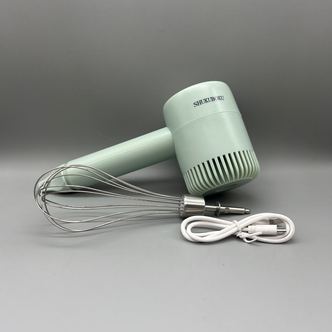 SHUKUBOKU Electric mixers for household purposes,Electric hand mixer, 3-speed manual mixer, equipped with turbine hand-held electric egg beater, including small hand mixer and USB charger accessories (green).