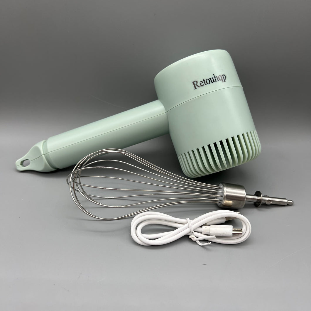 Retouhqp Electric whisks for household purposes,20 Watt 3-speed immersion multipurpose electric mixer heavy duty copper motor brush stainless steel, with mixer, USB charging cable and other accessories.