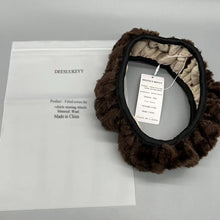 Load image into Gallery viewer, DEESUUKEYY Fitted covers for vehicle steering wheels,Women&#39;s winter fashion wool fur soft wool steering wheel cover brown fluffy hand brake cover shift cover Plush warm anti slip car decoration long hair.
