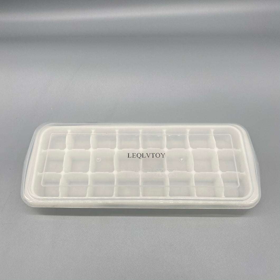 LEQLVTOY Ice cube moulds,Plastic ice grinder for freezer, BPA Free Plastic - 24 classic size ice cubes per tray, easy to release design - stackable, dishwasher safe - white.