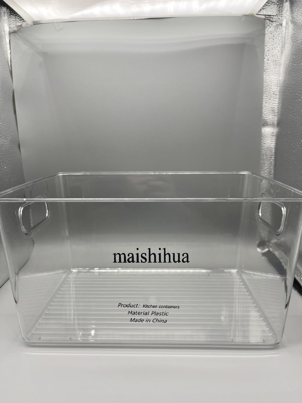 maishihua Kitchen containers ,Clear Plastic Storage Organizer Container Bins with Cutout Handles, Transparent Set of 4, BPA Free, Cabinet Storage Bins for Kitchen Food Pantry Refrigerator Bathroom, 11” x 8” x 6”