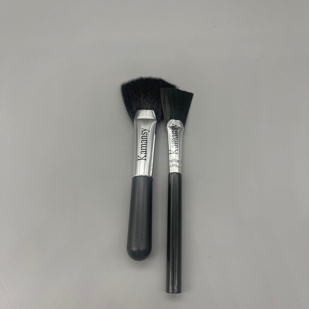 Kamansy Make-up brushes,Set of 2 Make-up tools ,Toiletry Kit, Synthetic Fiber Make Up Brush Premium Synthetic Foundation Powder Concealers Eye shadows Blush Makeup Brushes