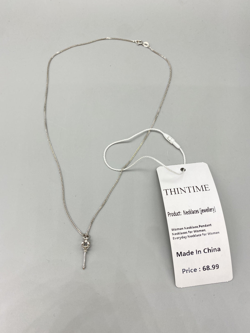THINTIME Necklaces [jewellery],Women's jewelry,Scepter Magic Key Personalized Pendant Necklace,925 Sterling Silver Thin Cable Link Chain Necklace ,Curb Link Chain Necklace, Men & Women, Super Thin & Strong - Friendly Price & Quality 20Inc
