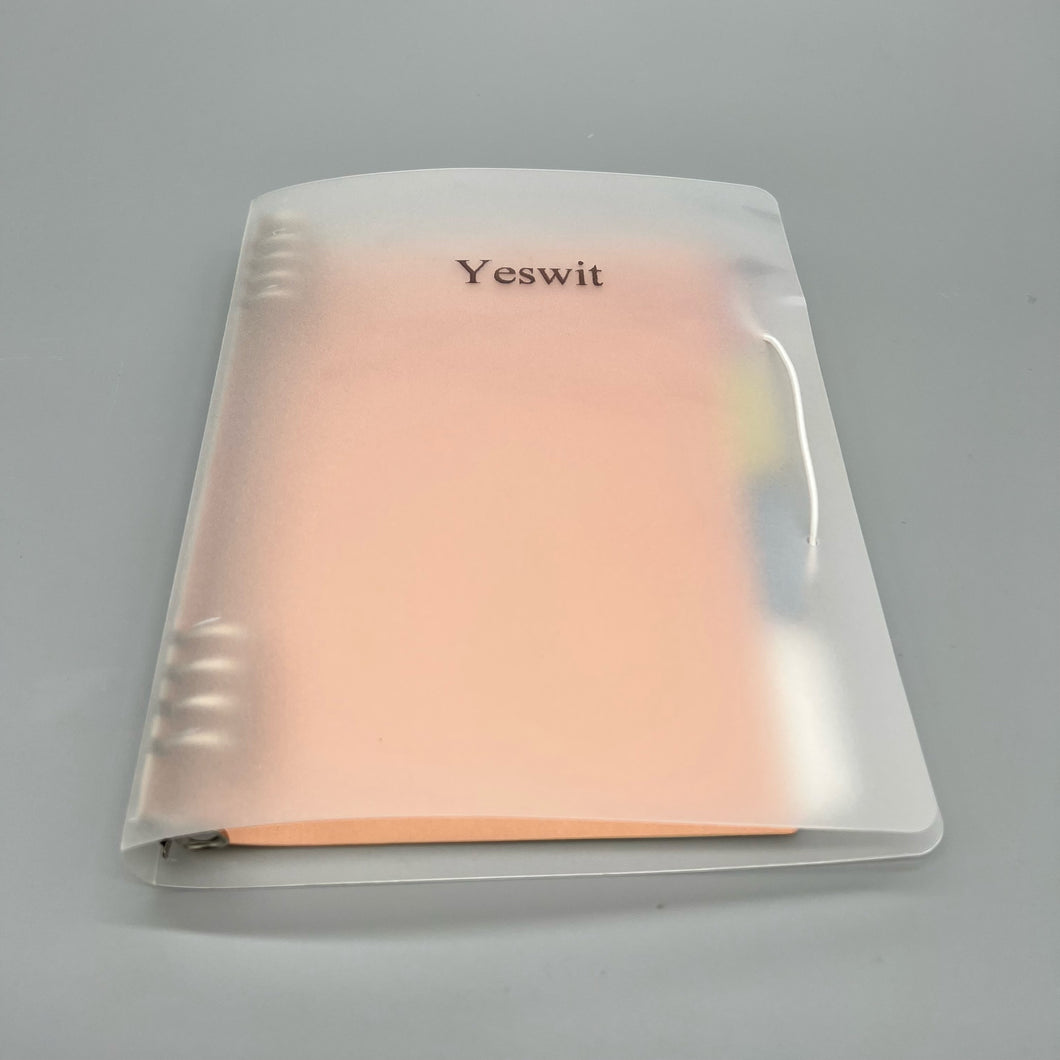 Yeswit Office binders,Clear Glittery Binder 6 Ring A5 Binder with Elastic Band and Card Pocket 7.29x9.77 Inch, Two-Layer Loose Leaf Binder Cover Shell for DIY Planner, Scrapbook, Journal.
