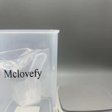Load image into Gallery viewer, Mclovefy Portable plastic containers for storing household and kitchen goods ,Airtight Food Storage Containers-BPA Free Plastic - Set of 4, All Same Size - Kitchen &amp; Pantry Organization - Cereal, Spaghetti, Noodles - Plastic Canisters with Lids
