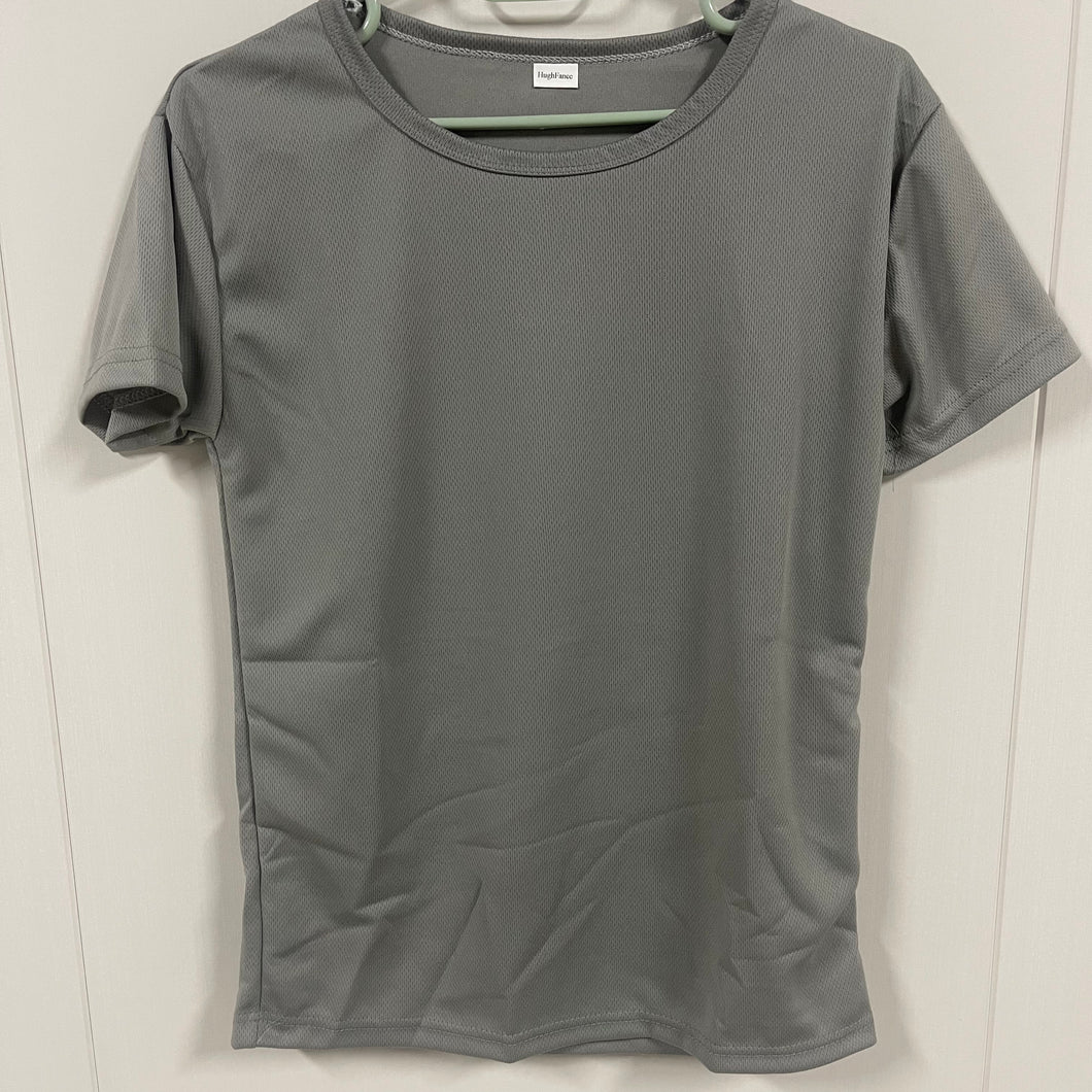 HughFance T-shirts,Men’s Mesh Performance Quick Dry Tech Stretch Ultra-Soft Breathable Short Sleeve Crew Active T-Shirt.(Grey)