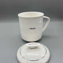 Load image into Gallery viewer, Lqdcyyat cups,Ceramic Mug, Fancy Tea Cup with Silver Trim, China Tea Cups with Lid, Flower Tea Cup, Suitable for Making Tea, Cold Drinks, Hot Drinks, Coffee, Etc, 12oz (about 500ml), Set of 2
